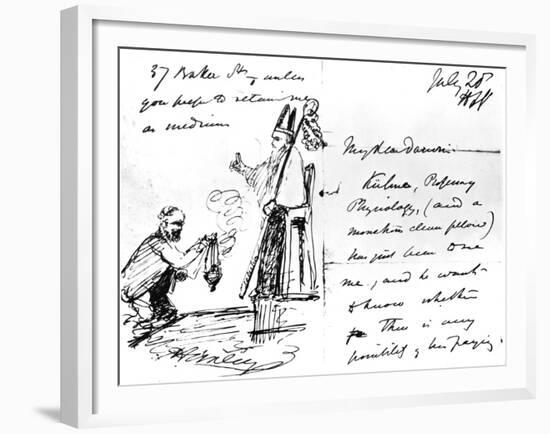 A Letter from Thomas Henry Huxley to Charles Darwin, with a Sketch of Darwin as a Bishop or Saint-Thomas Henry Huxley-Framed Giclee Print