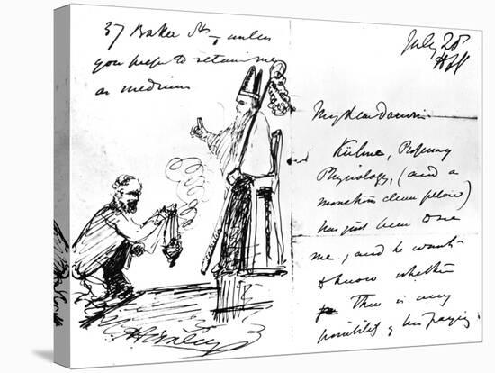 A Letter from Thomas Henry Huxley to Charles Darwin, with a Sketch of Darwin as a Bishop or Saint-Thomas Henry Huxley-Stretched Canvas