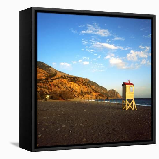 A Lifeguard's Lookout Box on the Deserted Beach at Souqia, South Crete-PaulCowan-Framed Stretched Canvas