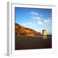 A Lifeguard's Lookout Box on the Deserted Beach at Souqia, South Crete-PaulCowan-Framed Photographic Print