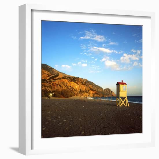 A Lifeguard's Lookout Box on the Deserted Beach at Souqia, South Crete-PaulCowan-Framed Photographic Print