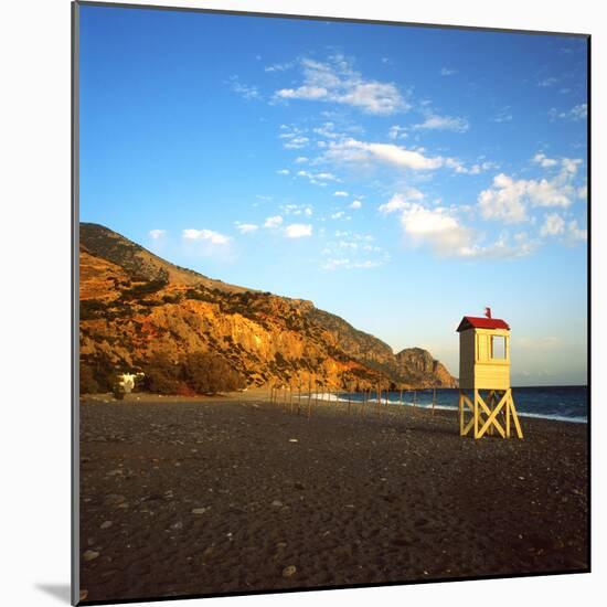 A Lifeguard's Lookout Box on the Deserted Beach at Souqia, South Crete-PaulCowan-Mounted Photographic Print