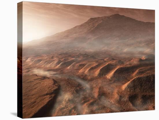 A Light Fog Forms in a Desiccated Gully in Gale Crater, Mars-Stocktrek Images-Stretched Canvas