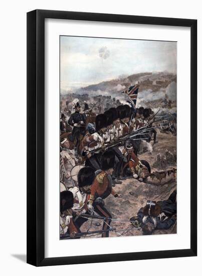 A Line of Coldstream Guardsmen with Fixed Bayonets Advancing under Fire Towards the Enemy, Battle…-Richard Caton Woodville-Framed Photographic Print