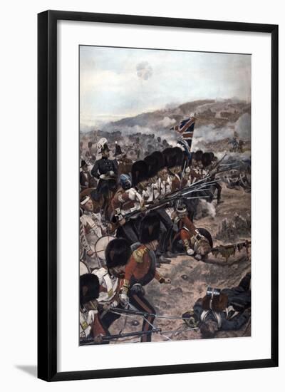 A Line of Coldstream Guardsmen with Fixed Bayonets Advancing under Fire Towards the Enemy, Battle…-Richard Caton Woodville-Framed Photographic Print