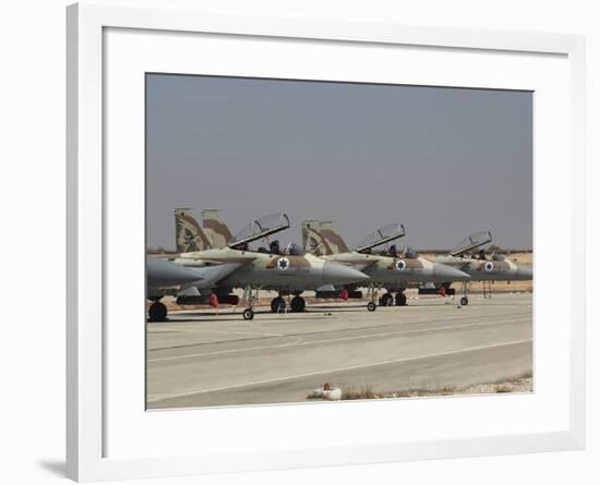 A Line of F-15I Ra'am of the Israeli Air Force at Hatzerim Air Force Base-Stocktrek Images-Framed Photographic Print