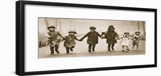 A Line of Well-Dressed Children Running in Hyde Park, from 'Wonderful London', Published 1926-27-English Photographer-Framed Giclee Print