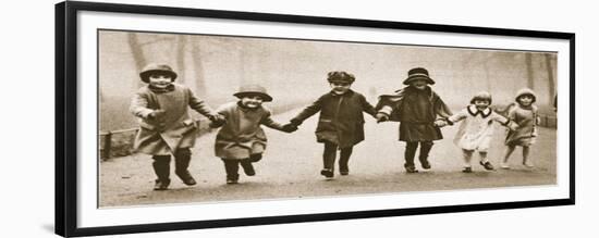 A Line of Well-Dressed Children Running in Hyde Park, from 'Wonderful London', Published 1926-27-English Photographer-Framed Giclee Print