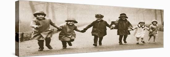 A Line of Well-Dressed Children Running in Hyde Park, from 'Wonderful London', Published 1926-27-English Photographer-Stretched Canvas