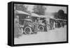 A Line of Women Ambulance Drivers with their Vehicles-null-Framed Stretched Canvas