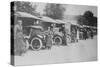 A Line of Women Ambulance Drivers with their Vehicles-null-Stretched Canvas