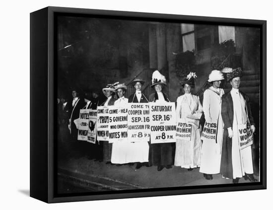 A Line of Women Rally for Women's Suffrage-null-Framed Stretched Canvas