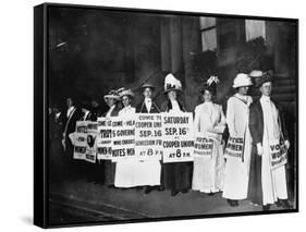 A Line of Women Rally for Women's Suffrage-null-Framed Stretched Canvas