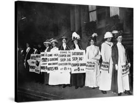 A Line of Women Rally for Women's Suffrage-null-Stretched Canvas