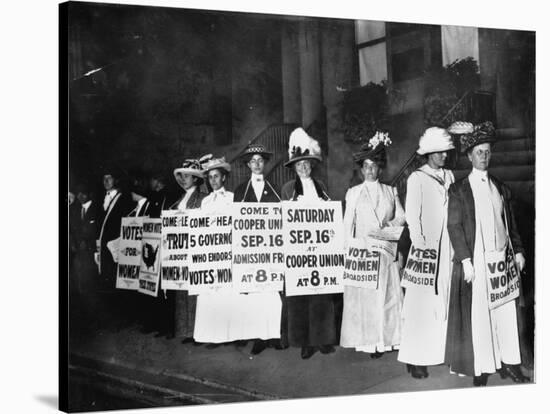 A Line of Women Rally for Women's Suffrage-null-Stretched Canvas