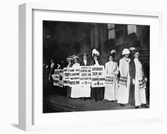 A Line of Women Rally for Women's Suffrage-null-Framed Premium Photographic Print