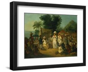 A Linen Market with a Linen Stall and a Vegetable Seller in a Colonial Settlement-Agostino Brunias-Framed Giclee Print