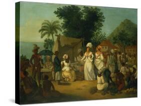 A Linen Market with a Linen Stall and a Vegetable Seller in a Colonial Settlement-Agostino Brunias-Stretched Canvas