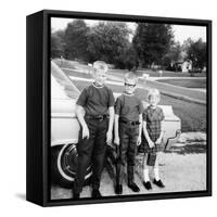 A Lineup of Kids by the Family Car. 1965-null-Framed Stretched Canvas
