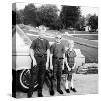 A Lineup of Kids by the Family Car. 1965-null-Stretched Canvas