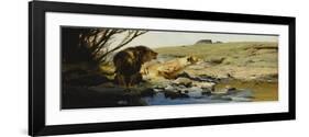 A Lion and Lioness at a Stream-Wilhelm Kuhnert-Framed Premium Giclee Print