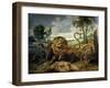 A Lion and Three Wolves-Paul de Vos-Framed Giclee Print