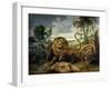 A Lion and Three Wolves-Paul de Vos-Framed Giclee Print