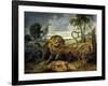 A Lion and Three Wolves-Paul de Vos-Framed Giclee Print