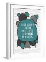 A Lion Doesn't Concern Himself with the Opinions of the Sheep (Motivational Quote Vector Illustrati-Orange Vectors-Framed Art Print