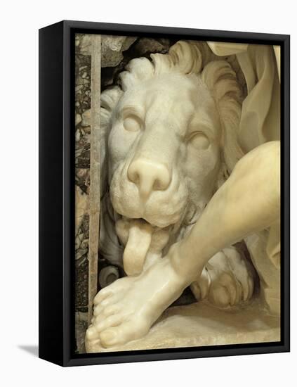 A Lion Licking the foot of Daniel-Giovanni Lorenzo Bernini-Framed Stretched Canvas