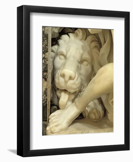 A Lion Licking the foot of Daniel-Giovanni Lorenzo Bernini-Framed Premium Giclee Print