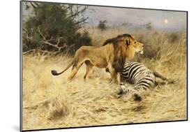 A Lion with His Prey-Wilhelm Kuhnert-Mounted Giclee Print