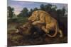 A Lioness Attacking a Wild Boar-Frans Snyders-Mounted Giclee Print