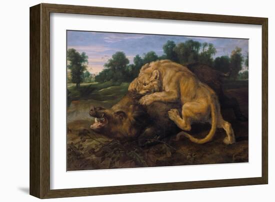 A Lioness Attacking a Wild Boar-Frans Snyders-Framed Giclee Print