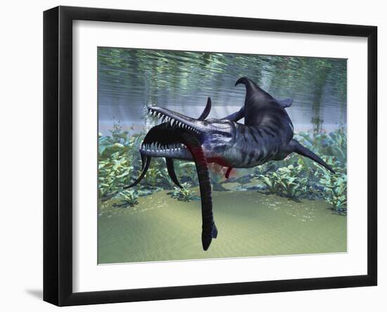 A Liopleurodon Attacks a Plesiosaurus-null-Framed Art Print