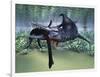 A Liopleurodon Attacks a Plesiosaurus-null-Framed Art Print