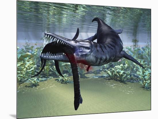 A Liopleurodon Attacks a Plesiosaurus-null-Mounted Art Print