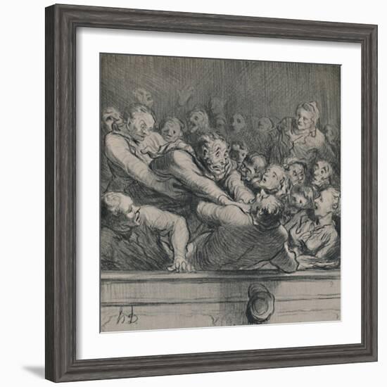 'A Literary Discussion in the Upper Gallery', c.1864, (1946)-Honore Daumier-Framed Giclee Print