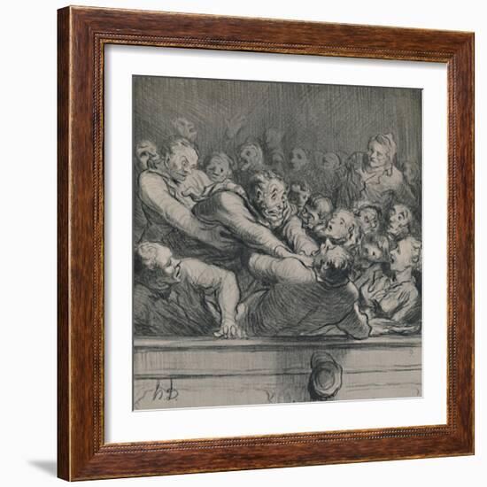 'A Literary Discussion in the Upper Gallery', c.1864, (1946)-Honore Daumier-Framed Giclee Print