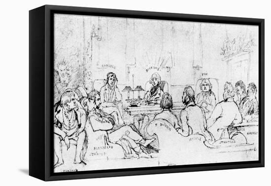 A Literary Gathering in 1844-Daniel Maclise-Framed Stretched Canvas