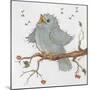 A Little Blue Bird Chirping on a Branch-Beverly Johnston-Mounted Giclee Print