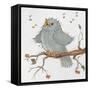 A Little Blue Bird Chirping on a Branch-Beverly Johnston-Framed Stretched Canvas