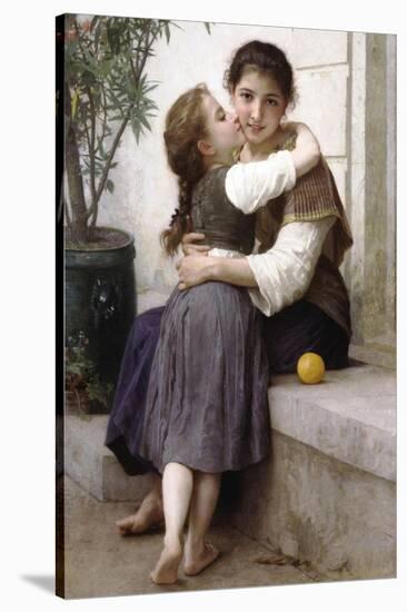 A Little Coaxing-William Adolphe Bouguereau-Stretched Canvas