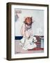 A Little Girl Getting Dressed into a One-Piece Dress-Inez Topham-Framed Art Print
