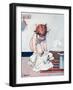 A Little Girl Getting Dressed into a One-Piece Dress-Inez Topham-Framed Art Print