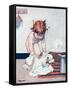 A Little Girl Getting Dressed into a One-Piece Dress-Inez Topham-Framed Stretched Canvas