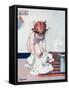 A Little Girl Getting Dressed into a One-Piece Dress-Inez Topham-Framed Stretched Canvas