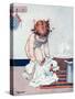 A Little Girl Getting Dressed into a One-Piece Dress-Inez Topham-Stretched Canvas