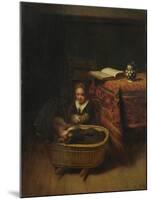 A Little Girl Rocking a Cradle, C. 1655-Nicolaes Maes-Mounted Giclee Print