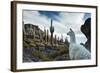 A Llama Watches Out over Isla Del Pescado Above Salar De Uyuni-Alex Saberi-Framed Photographic Print